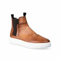 Baskets COGNAC DENIM SIDE CUIR